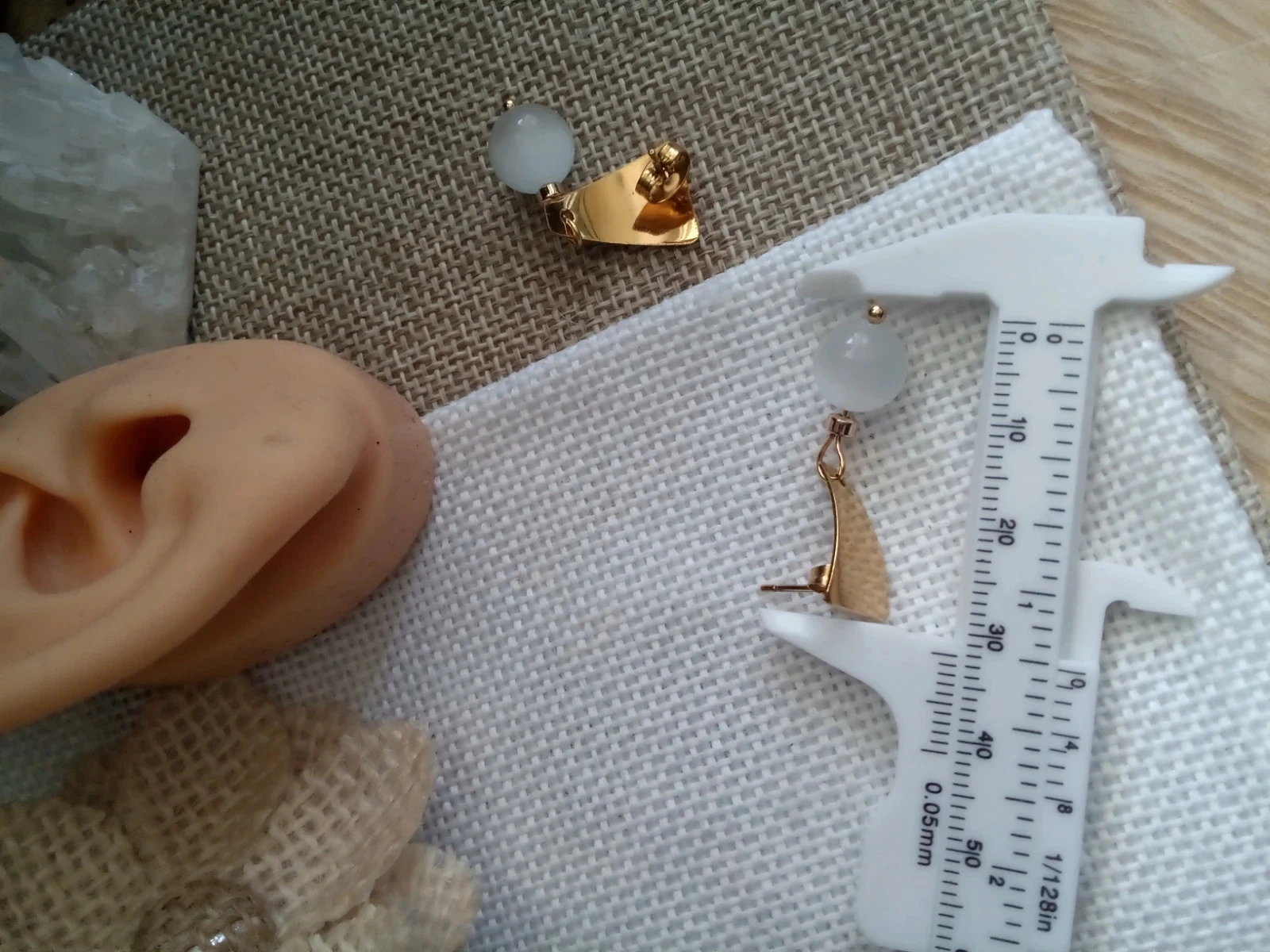 Boucles d'oreilles en perles de sélénite naturelle – photo 3